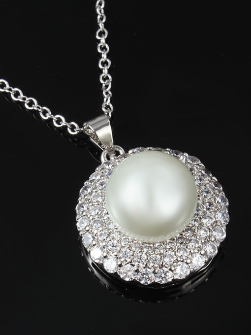 SANTIAGO Exquisite 18K White Gold Artificial Pearl Necklace 2
