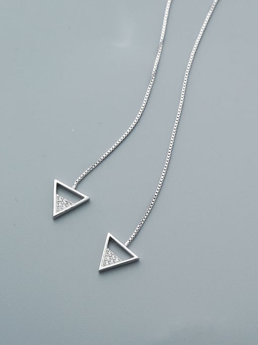 One Silver Elegant Triangle Shaped Line Earrings 0