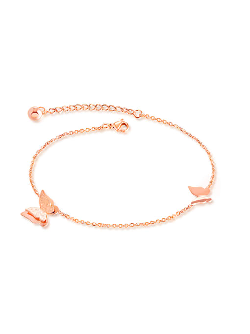 Open Sky Simple Butterflies Rose Gold Plated Anklet 0