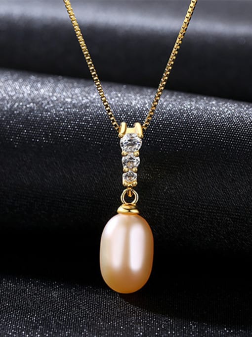 Pink Sterling Silver 8-9mm Freshwater Pearl Pendant Necklace