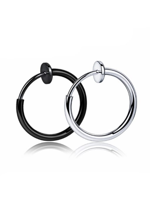 BSL Stainless Steel With Black Gun Plated Simplistic Round Earrings 0