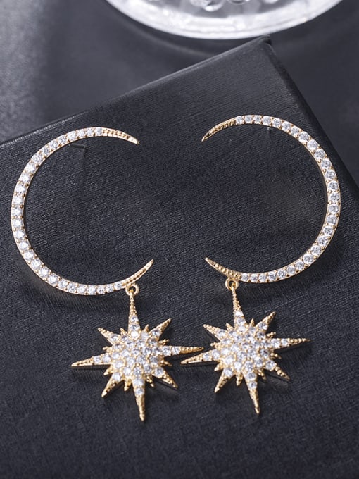 ALI New exaggerated big circle moon and Star Earrings 1