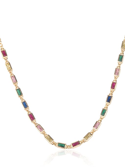 Gold Copper With Cubic Zirconia Fashion Geometric Necklaces