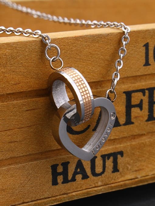 women Fashion Heart and Square Lovers Necklace
