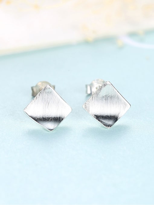 CCUI 925 Sterling Silver With Glossy  Simplistic Geometric Stud Earrings 4