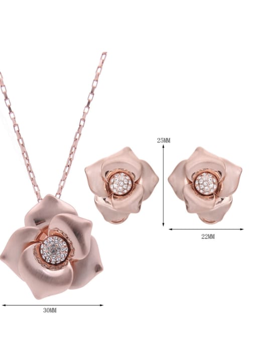 BESTIE Alloy Rose Gold Plated Fashion Rhinestones Flower Two Pieces Jewelry Set 2
