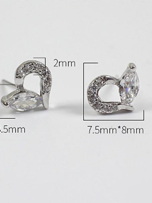 DAKA Fashion Tiny Marquise Zirconias Heart Silver Stud Earrings 3