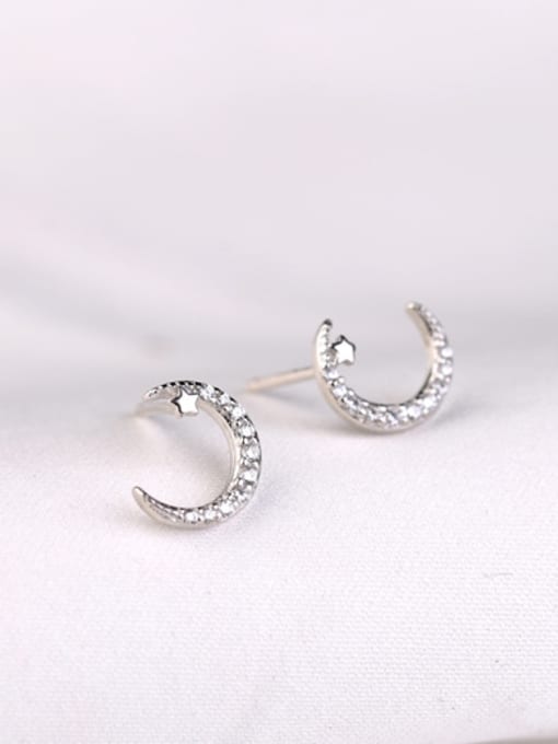 Peng Yuan Tiny Moon Zircon Stud Earrings 2