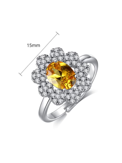 BLING SU Copper With Platinum Plated Delicate Flower  Free Size  Rings 3
