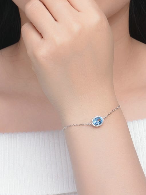 ZK Natural Shining Blue Topaz Simple Fashion Bracelet 2