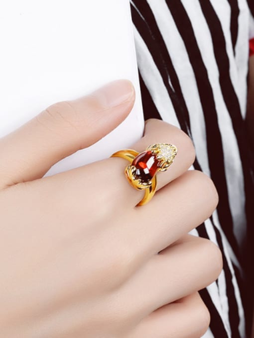 Open Sky 24K Gold Plated Red Carnelian Personalized Ring 1