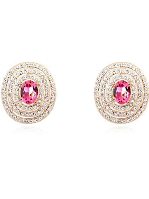 pink Fashion Shiny austrian Crystals-covered Alloy Stud Earrings