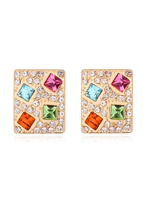 multi-color Personalized Champagne Gold Plated austrian Crystals-covered Stud Earrings
