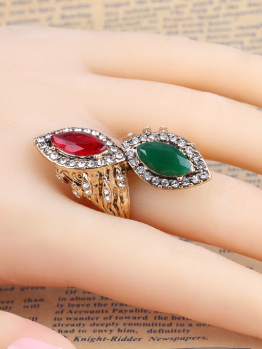 Gujin Personalized Retro style Gold Plated Oval Resin stones Ring 1