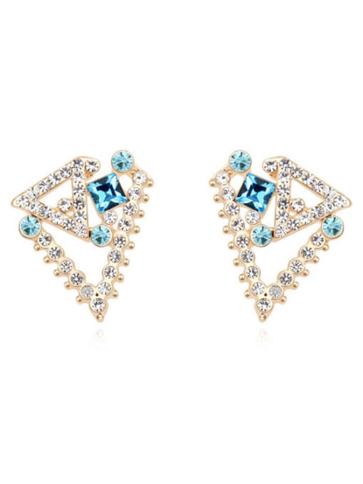 QIANZI Personalized Geometrical austrian Crystals Alloy Stud Earrings 3