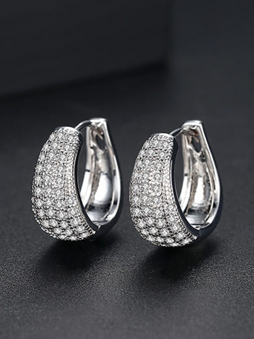 Platinum -T01I14 Copper With Cubic Zirconia Trendy Stud Earrings