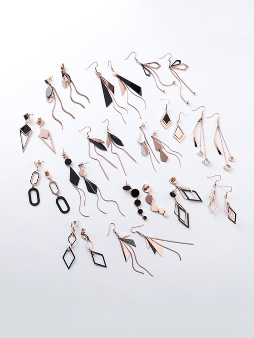 Girlhood Stainless Steel With Rose Gold Plated Fashion Geometric  Tassels Drop Earrings 1
