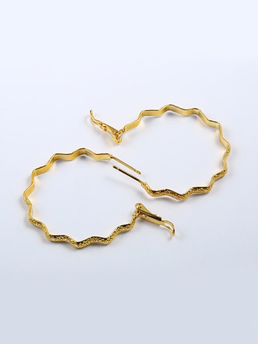 XP Simple Wave Gold Plated Hoop Earrings 2
