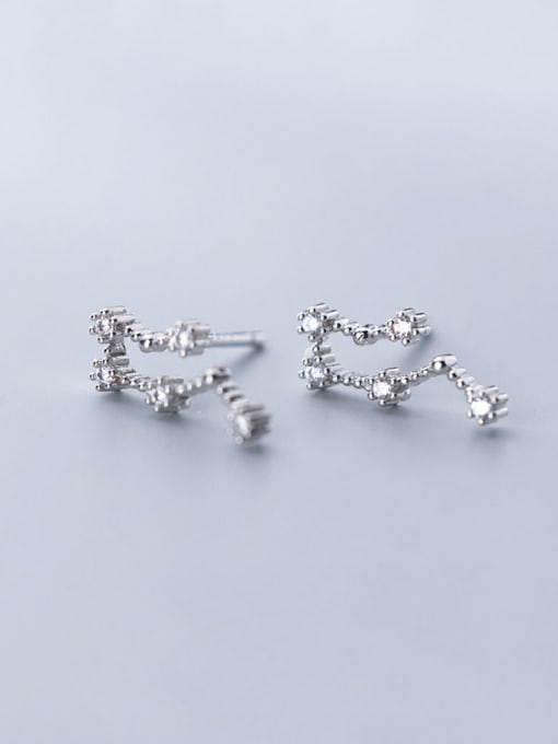 Gemini 925 Sterling Silver With Cubic Zirconia Simplistic Constellation Stud Earrings