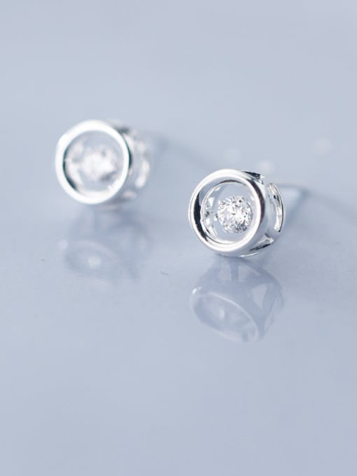 Rosh 925 Sterling Silver With Platinum Plated Simplistic Round Stud Earrings 0