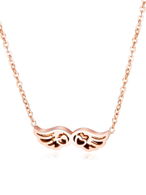 Open Sky Stainless Steel With Rose Gold Plated Fashion Angel wings Necklaces 0