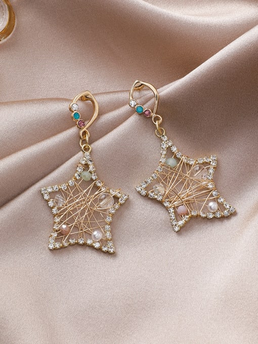 Girlhood Alloy With Gold Plated Simplistic Star Drop Earrings 2