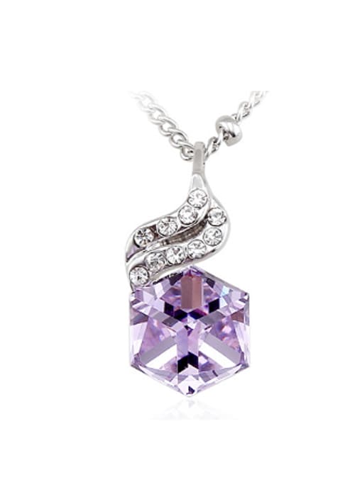 purple Simple Cubic Crystal Rhinestones Necklace