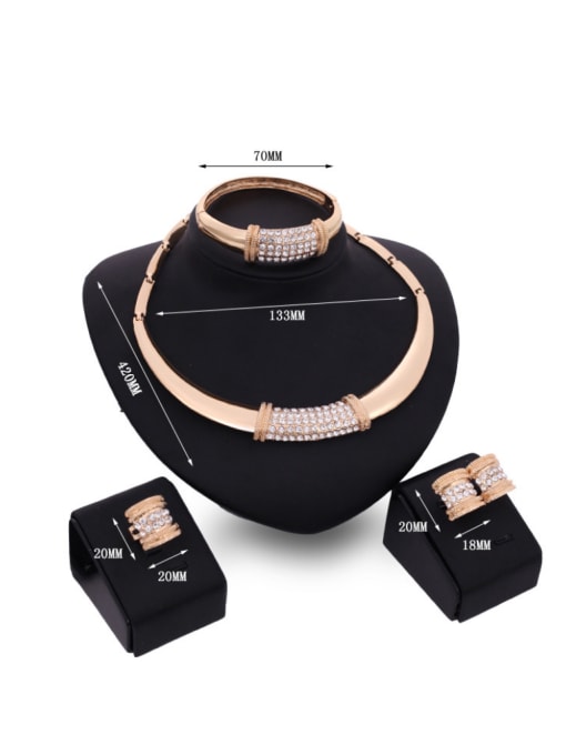 BESTIE 2018 Alloy Imitation-gold Plated Fashion Rhinestones Four Pieces Jewelry Set 2