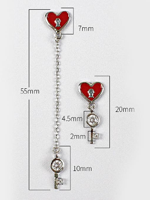 DAKA Personalized Love Lock Cubic Zircon Asymmetrical Stud Earrings 3