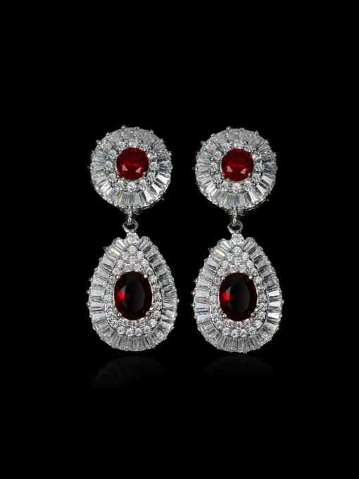 Red Fashion Wedding Water Drop Cluster earring