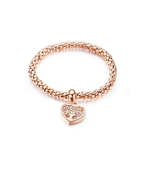 1020 -Rose Stainless Steel With Gold Plated Personality Hollow  Heart Chain Bracelets