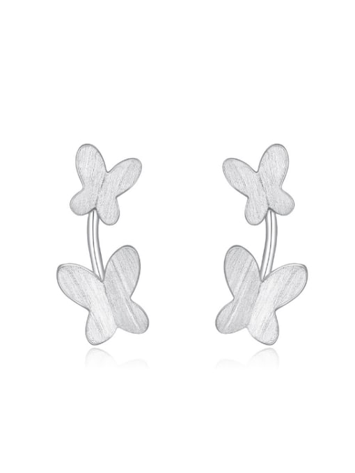 kwan Double Butterfly Matt Fresh Stud Earrings 0