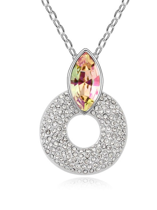 yellow Simple Hollow Round Pendant austrian Crystal Alloy Necklace