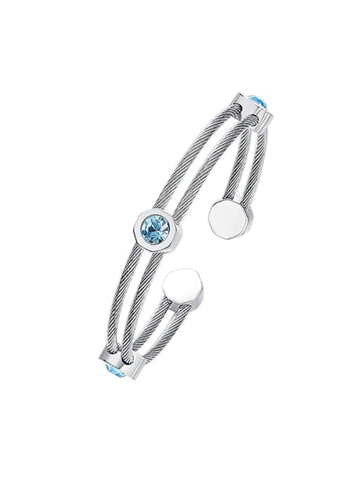 blue Simple Two-band austrian Crystals Opening Bangle