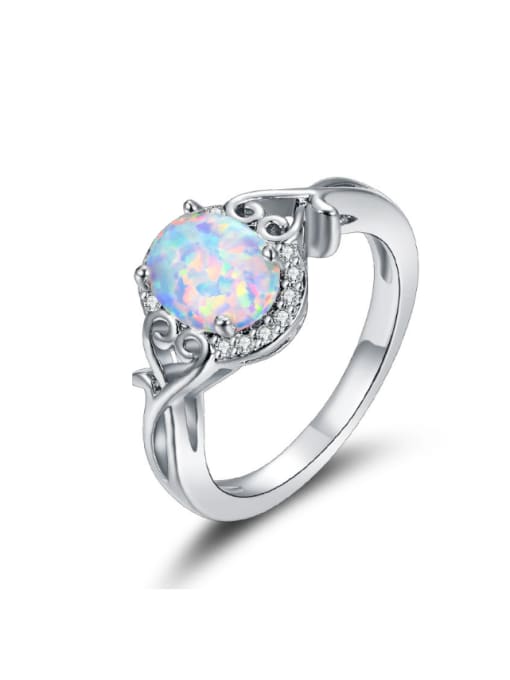 UNIENO Love Fashion Design Opal Alloy Ring 0