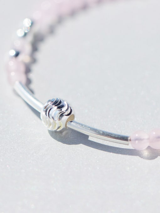 Rosh Fresh Geometric Shaped Pink Crystals S925 Silver Bracelet 2