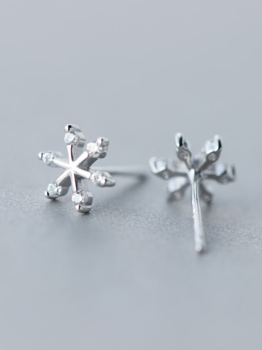 Rosh S925 Silver Fashion zircon Snowflake Stud cuff earring 2