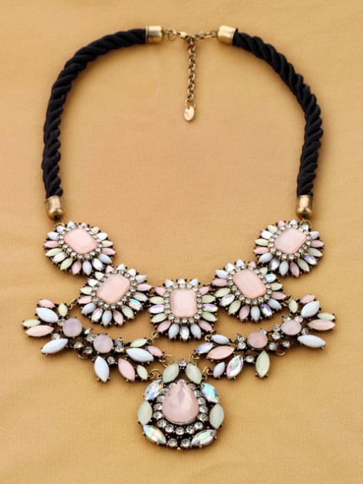 KM Alloy Flowers-Shaped Woven Rope Sweater Necklace 2