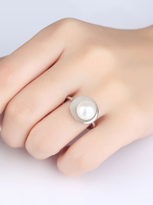 CCUI Sterling Silver 9-9.5mm natural pearl free size ring 1