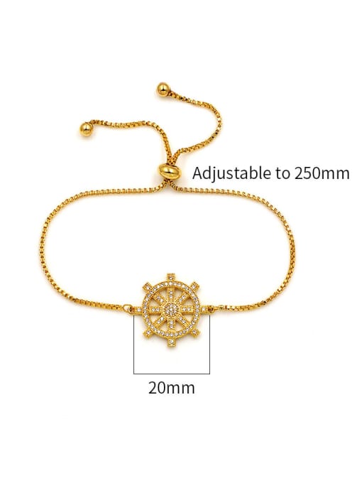 Genuine gold Copper With  Cubic Zirconia  Personality Rudder adjustable  Bracelets