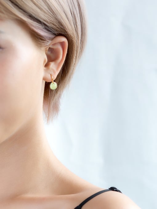 Golden Trendy Round Shaped S925 Silver Drop Earrings