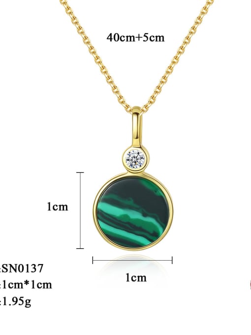 CCUI Sterling Silver Plated 18K-gold Round Malachite Necklace 4