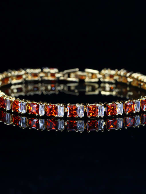 Red Copper inlaid AAA zircons square personality Bracelet multicolor optional