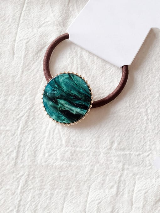 Round dark green Rubber Band With Cellulose Acetate Fashion  Geometry Hair Ropes