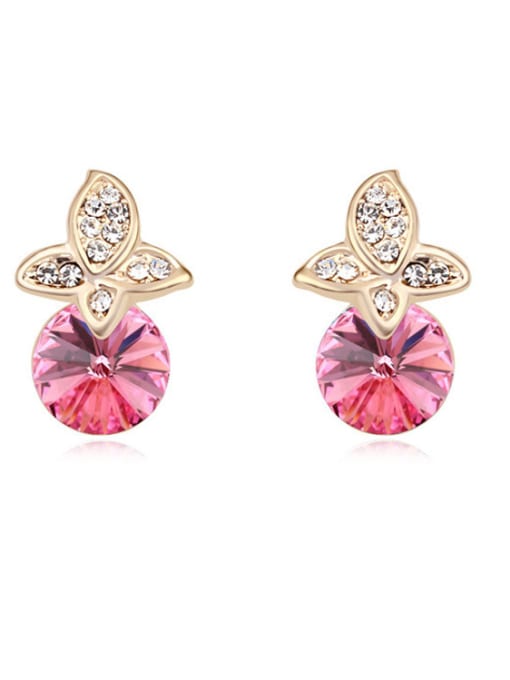 pink Fashion Cubic austrian Crystals Alloy Stud Earrings