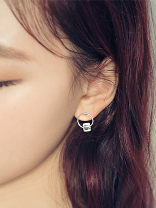 Peng Yuan Fashion Cubic Crystal Round Stud Earrings 1