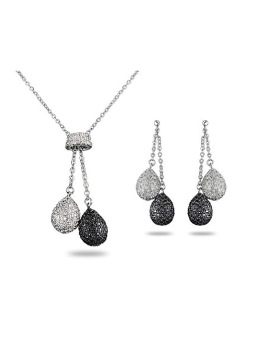 SANTIAGO Exquisite Water Drop Shaped Zircon Two Pieces Jewelry Set 0