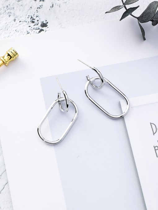 B Silver Alloy With Gold Plated Simplistic Geometric Stud Earrings