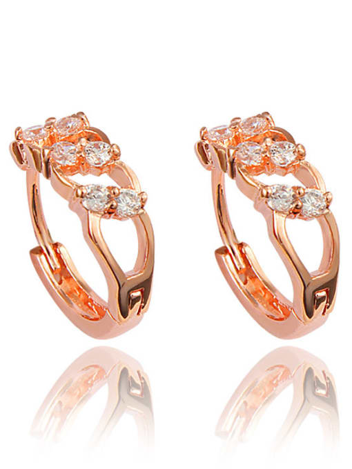 Rose Gold Creative Rose Gold Plated White Zircon Clip Earrings