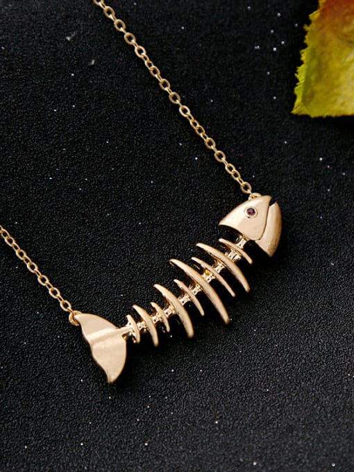 KM Fish Bone Pendant Women Necklace 2